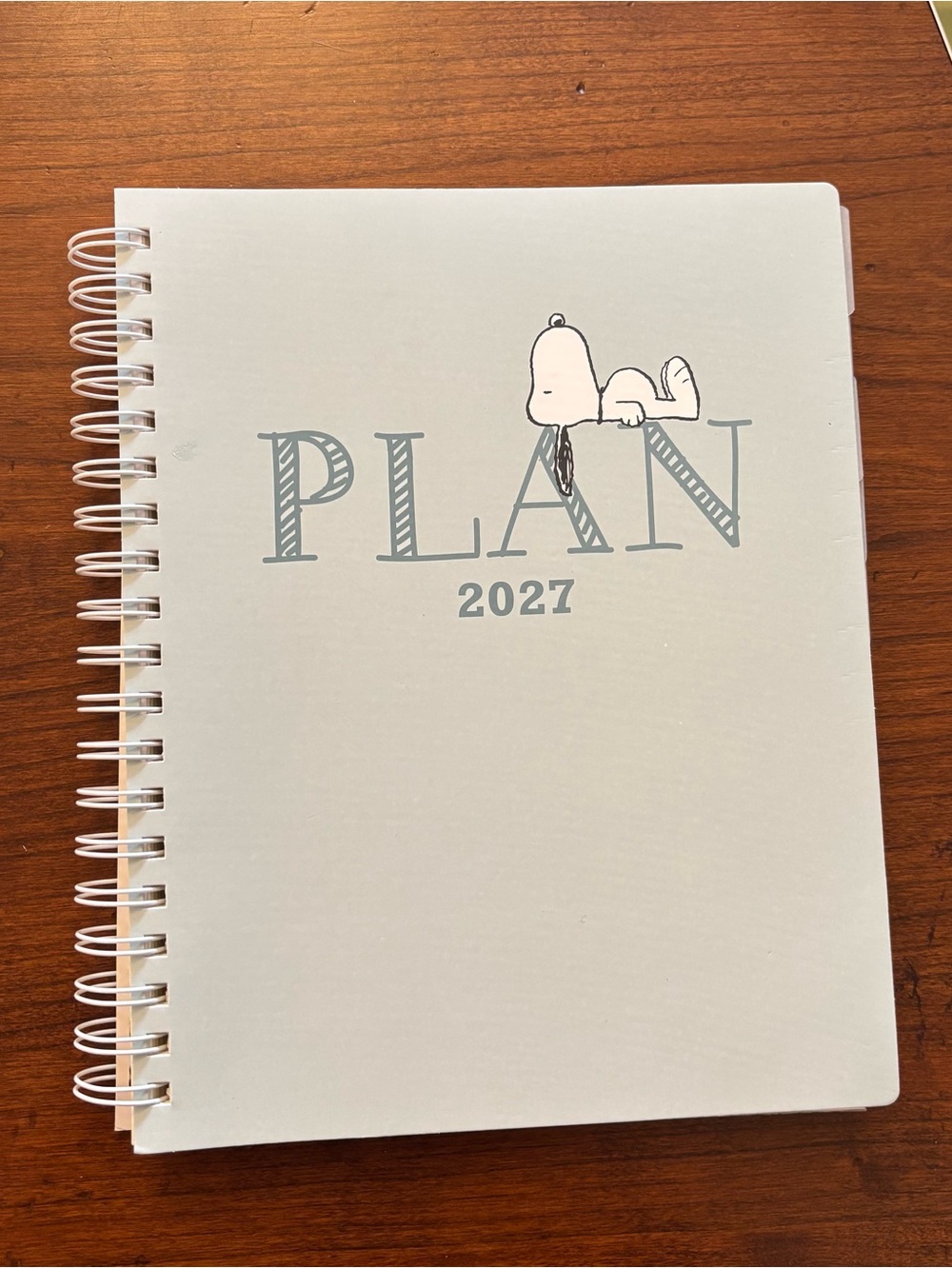 Graphique 2027 18 month Snoopy PLAN Spiral Planner